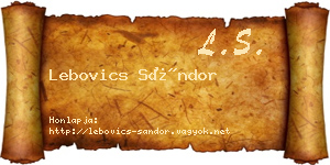 Lebovics Sándor névjegykártya